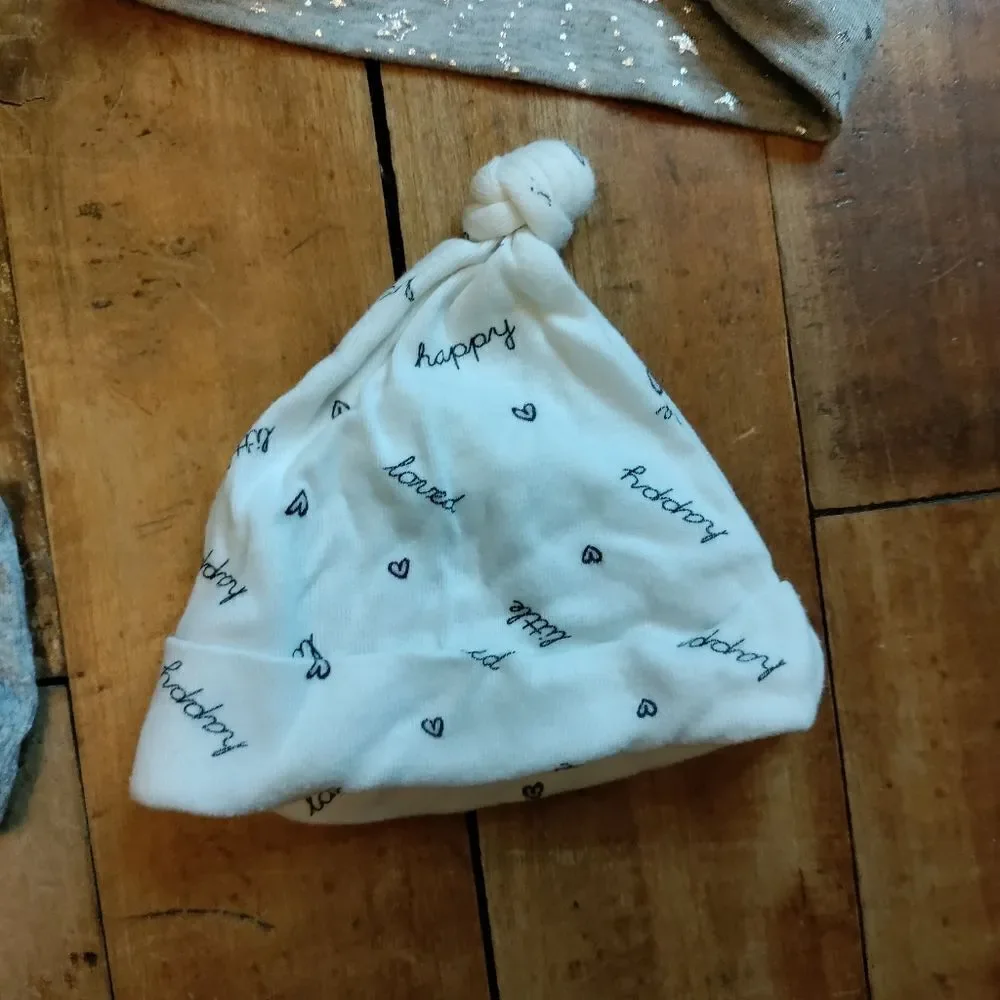 Baby girl hats newborn to 12 mos pink gray bow stars baby hats turban cotton